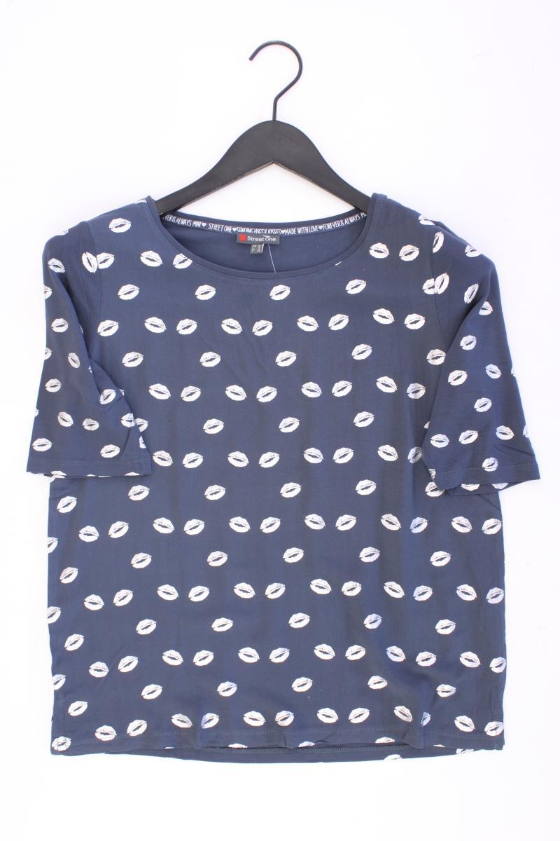 Street One Shirt mit Kussmündern Gr. 36 neuwertig Kurzarm blau