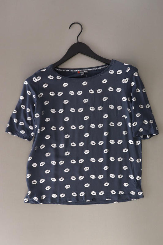 Street One Shirt mit Kussmundmuster Gr. 36 neuwertig Kurzarm blau