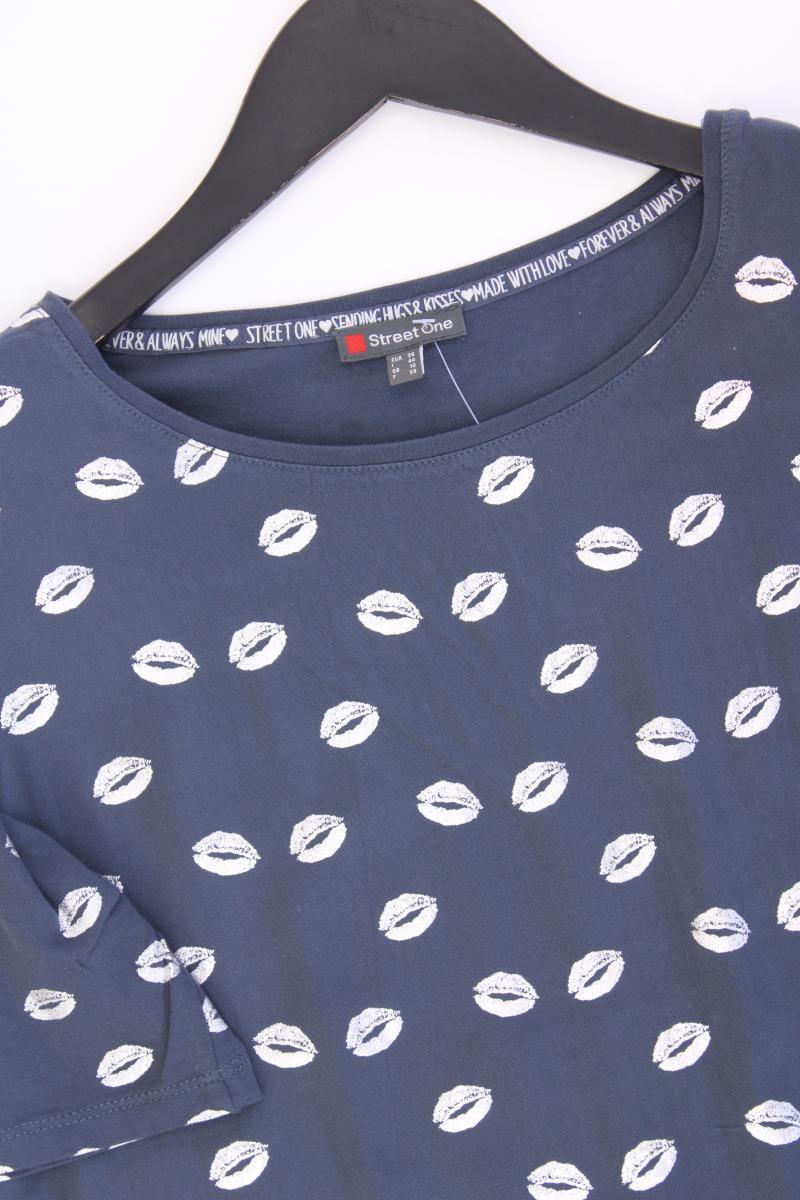 Street One Shirt mit Kussmündern Gr. 36 neuwertig Kurzarm blau