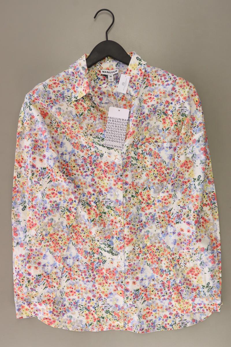Manguun Leinenbluse Gr. 36 mit Blumenmuster neu mit Etikett Langarm mehrfarbig