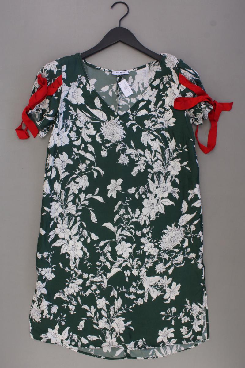 MaxCo. Kurzarmkleid Gr. 38 mit Blumenmuster grün aus Viskose