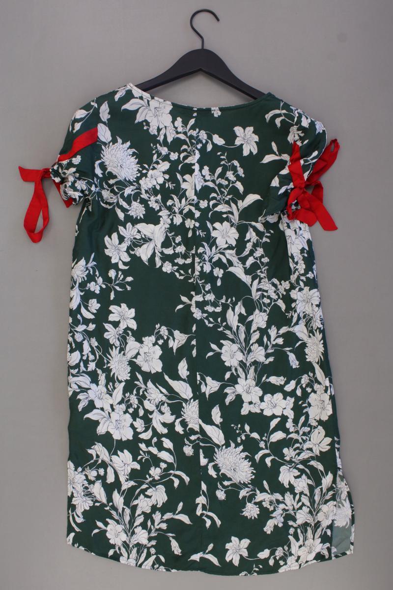 MaxCo. Kurzarmkleid Gr. 38 mit Blumenmuster grün aus Viskose