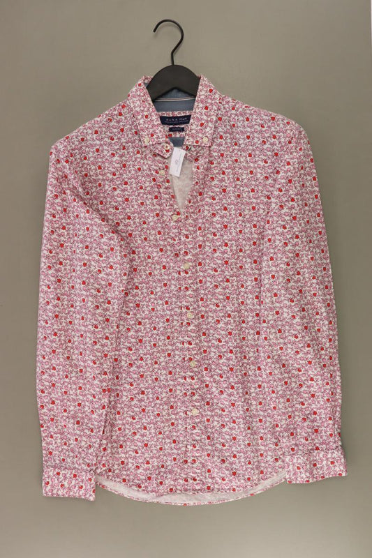 Zara Langarmhemd für Herren Gr. M mit Blumenmuster rosa aus Baumwolle