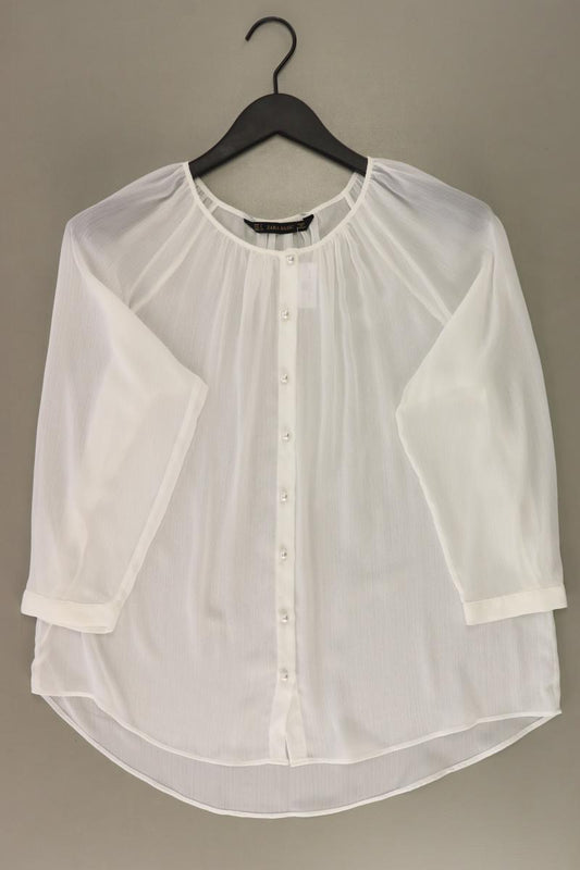 Zara Oversize-Bluse Gr. S 3/4 Ärmel weiß aus Polyester