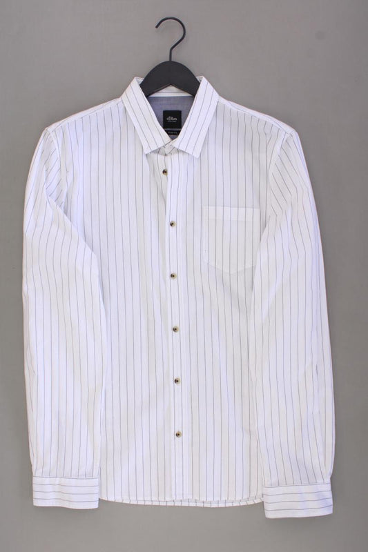 s.Oliver Black Label Langarmhemd für Herren Gr. L gestreift weiß aus Baumwolle