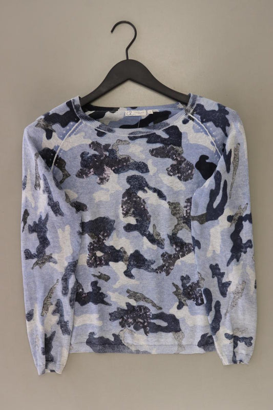 Chelsea Rose Feinstrickpullover Gr. 38 camouflage mit Pailletten blau