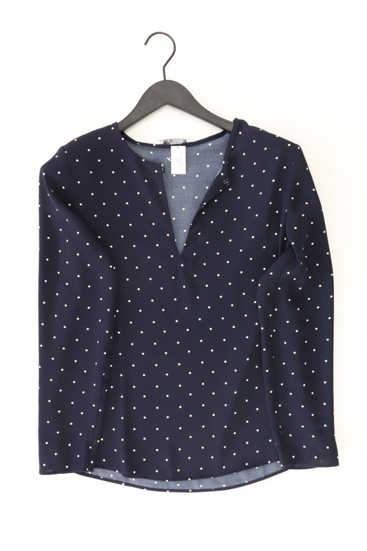 Mango Langarmbluse Gr. S gepunktet blau aus Polyester