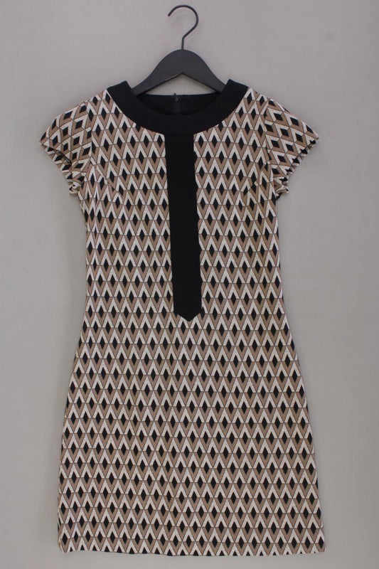 PiuPiu Bleistiftkleid Gr. 34 geometrisches Muster Kurzarm braun aus Viskose