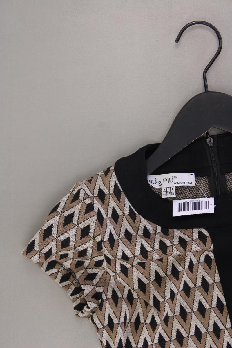PiuPiu Bleistiftkleid Gr. 34 geometrisches Muster Kurzarm braun aus Viskose