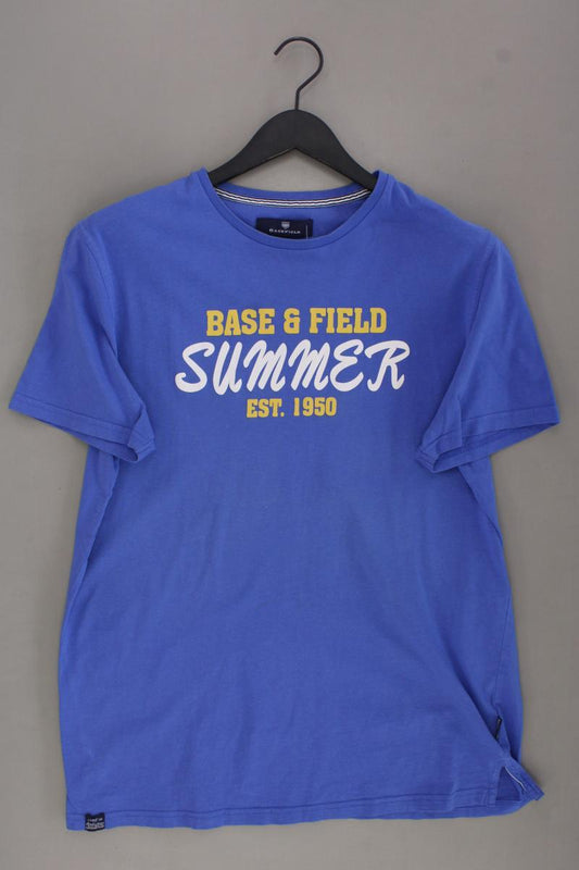 Basefield Printshirt für Herren Gr. L Kurzarm blau aus Baumwolle