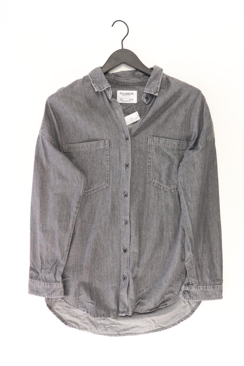 Pull&Bear Jeansbluse Gr. S Langarm grau aus Baumwolle