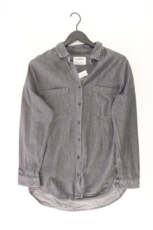 Pull&Bear Jeansbluse Gr. S Langarm grau aus Baumwolle