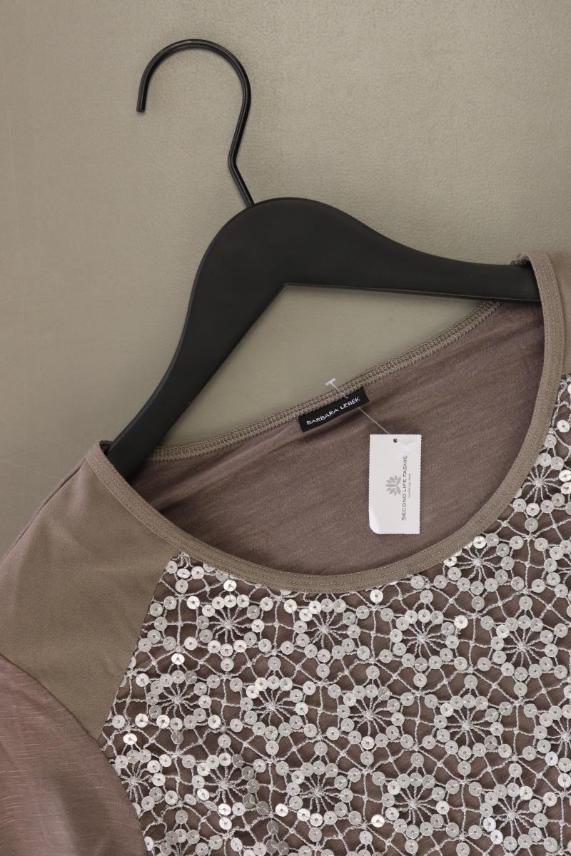 BARBARA LEBEK Longsleeve-Shirt Gr. 42 Langarm mit Pailletten braun