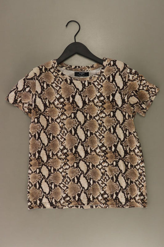 Bershka Printshirt Gr. S mit Tierdruck Kurzarm braun aus Baumwolle