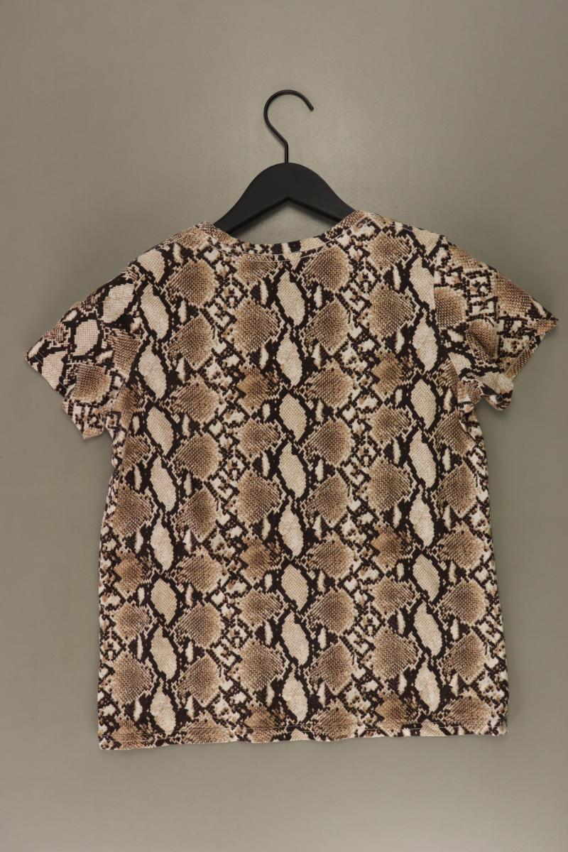 Bershka Printshirt Gr. S mit Tierdruck Kurzarm braun aus Baumwolle