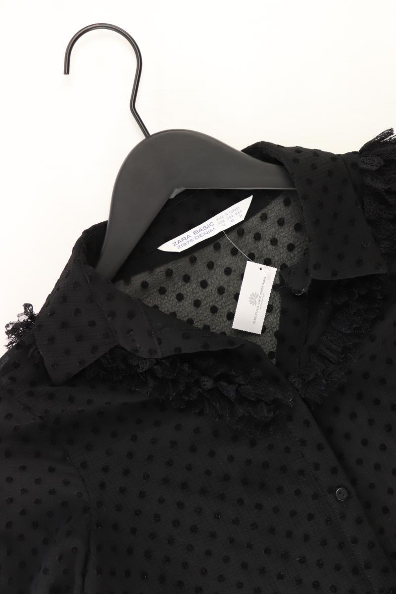 Zara Langarmbluse Gr. XS schwarz aus Polyester