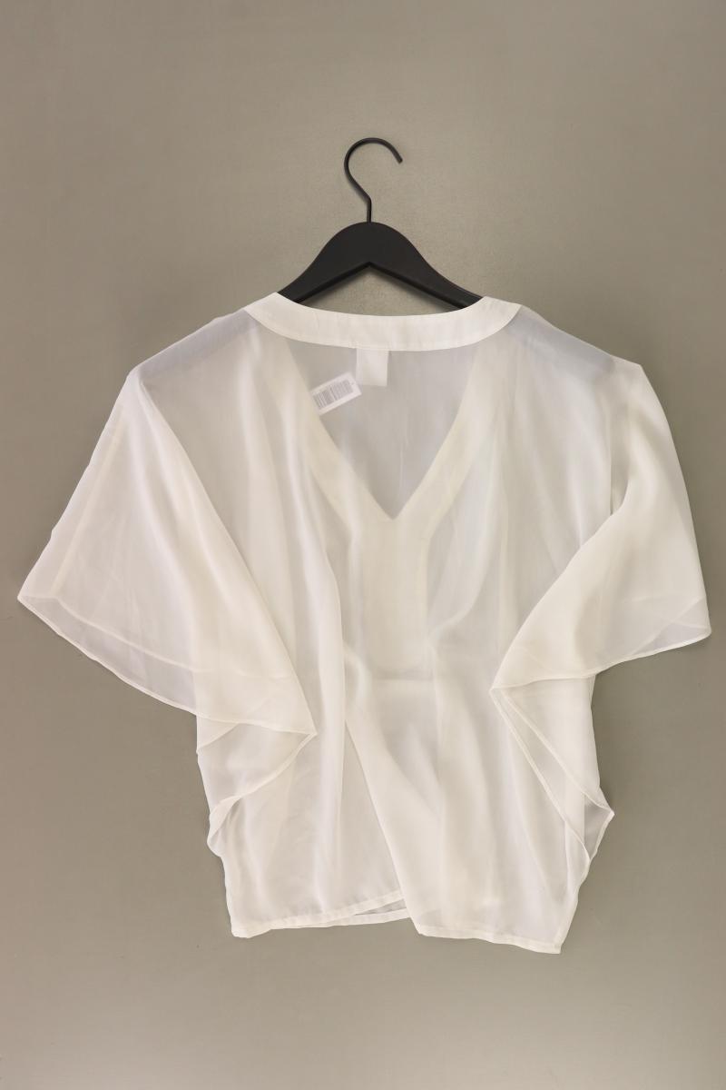 Vero Moda Chiffonbluse Gr. XS Kurzarm mit Pailletten weiß aus Polyester
