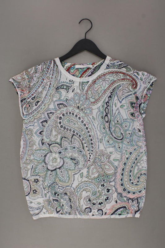 Oui Strickshirt Gr. 38 mit Paisleymuster neuwertig Kurzarm mehrfarbig