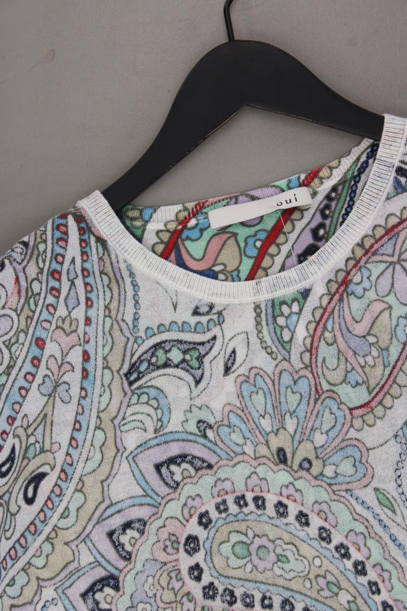 Oui Strickshirt Gr. 38 mit Paisleymuster neuwertig Kurzarm mehrfarbig