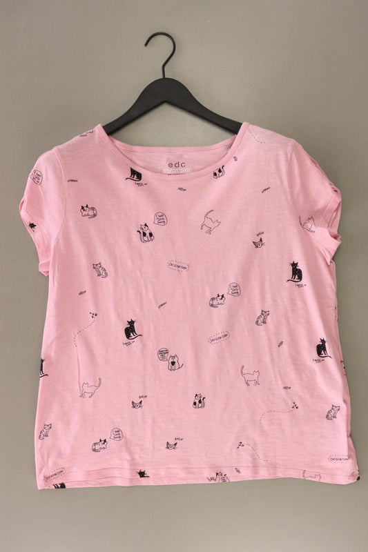 edc by Esprit Printshirt Gr. XL Kurzarm rosa aus Baumwolle