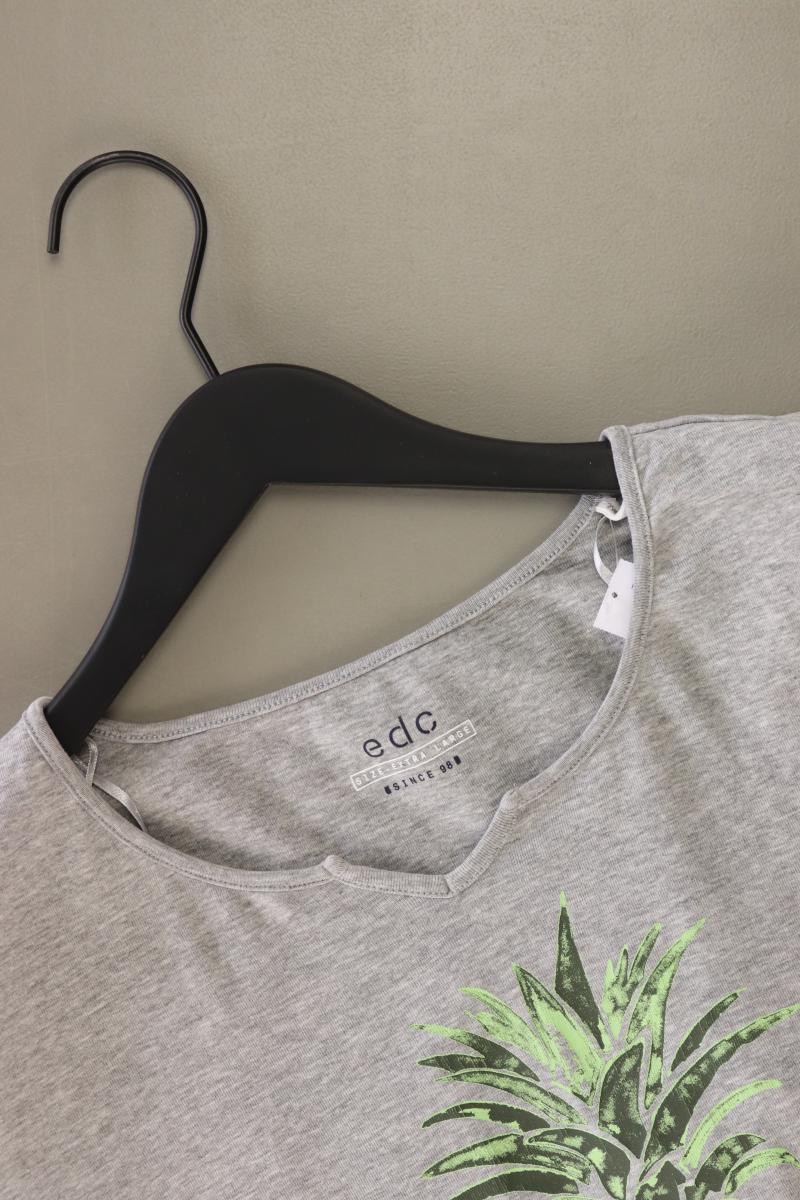 edc by Esprit Printshirt Gr. XL Kurzarm grau aus Baumwolle