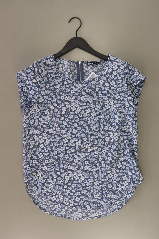 Only Kurzarmbluse Gr. 36 mit Blumenmuster blau aus Polyester