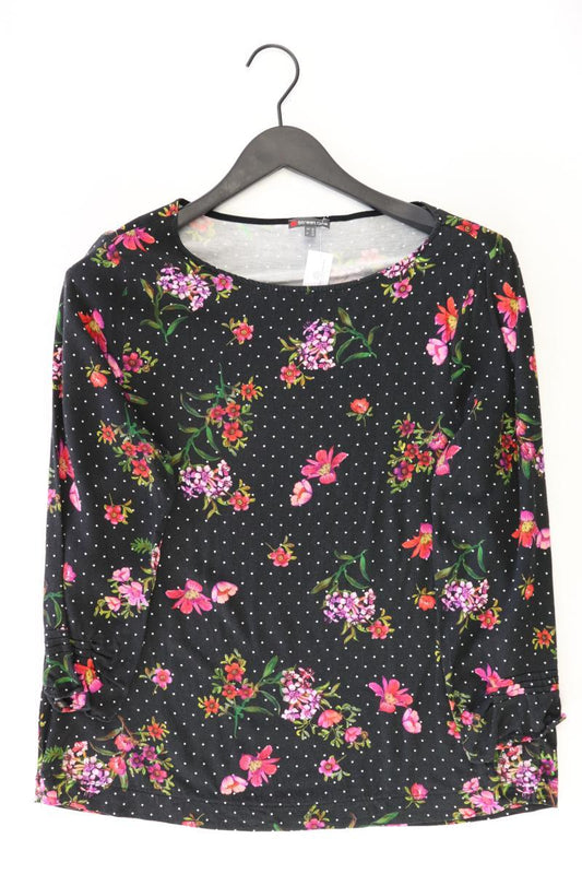 Street One Regular Shirt Gr. 42 mit Blumenmuster 3/4 Ärmel schwarz aus Viskose