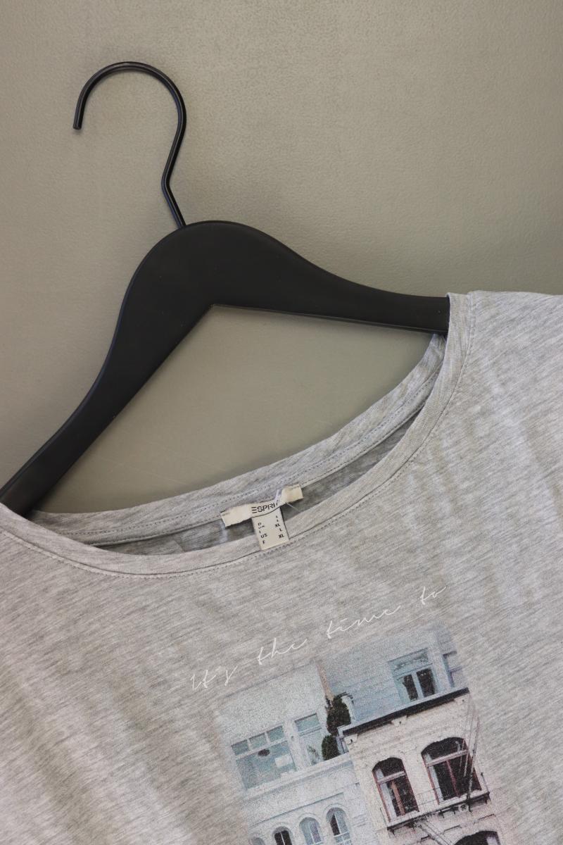 Esprit Printshirt Gr. L Kurzarm grau aus Baumwolle