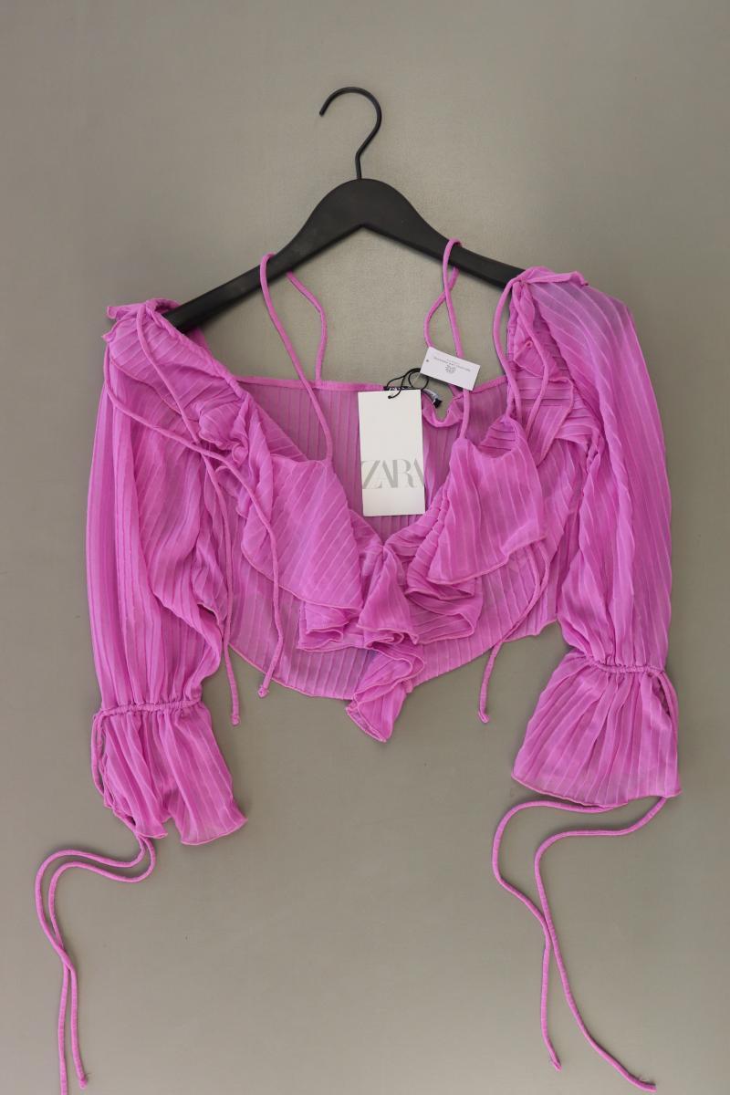 Zara Schluppenbluse Gr. S neu mit Etikett Langarm rosa aus Polyester