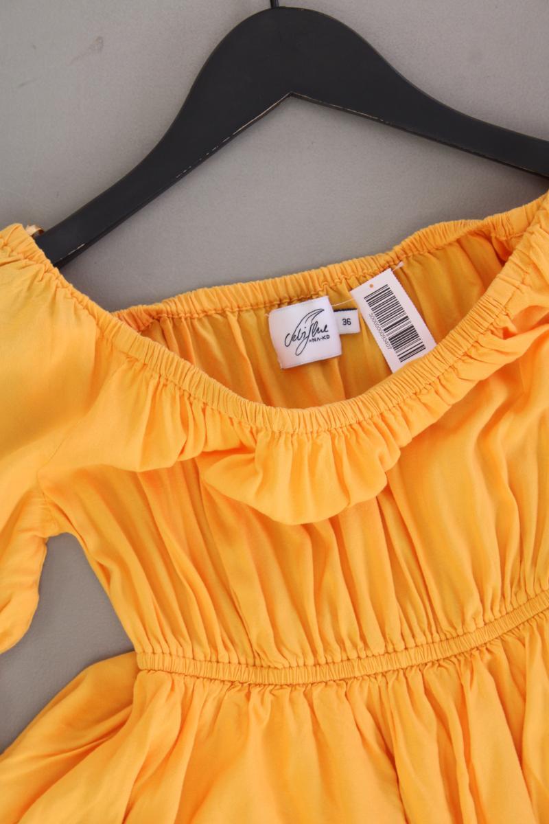 NA-KD Kurzarmkleid Gr. 36 mit Carmen-Ausschnitt orange aus Viskose