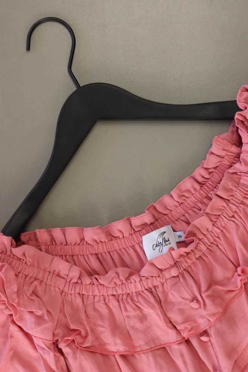 NA-KD Regular Bluse Gr. XS 3/4 Ärmel mit Carmen-Ausschnitt rosa aus Viskose