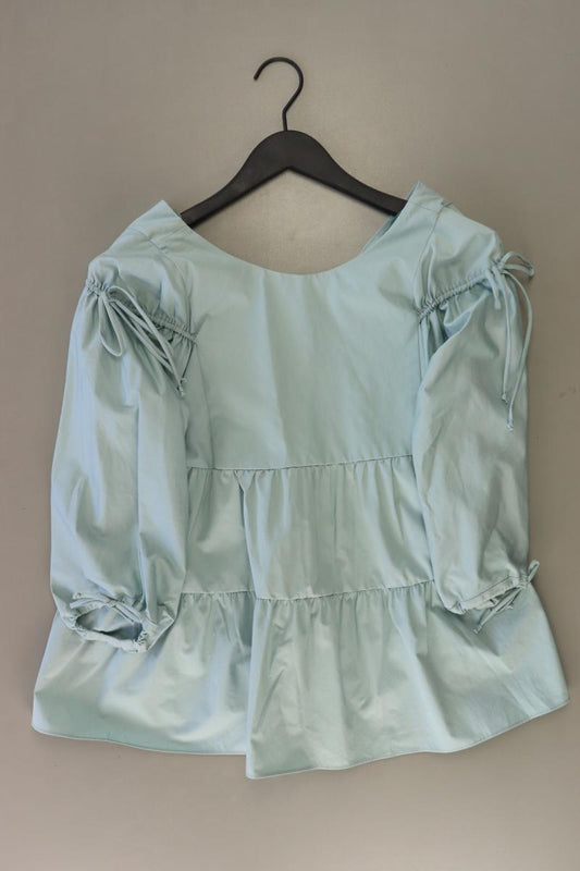 Zara Regular Bluse Gr. S 3/4 Ärmel türkis aus Baumwolle
