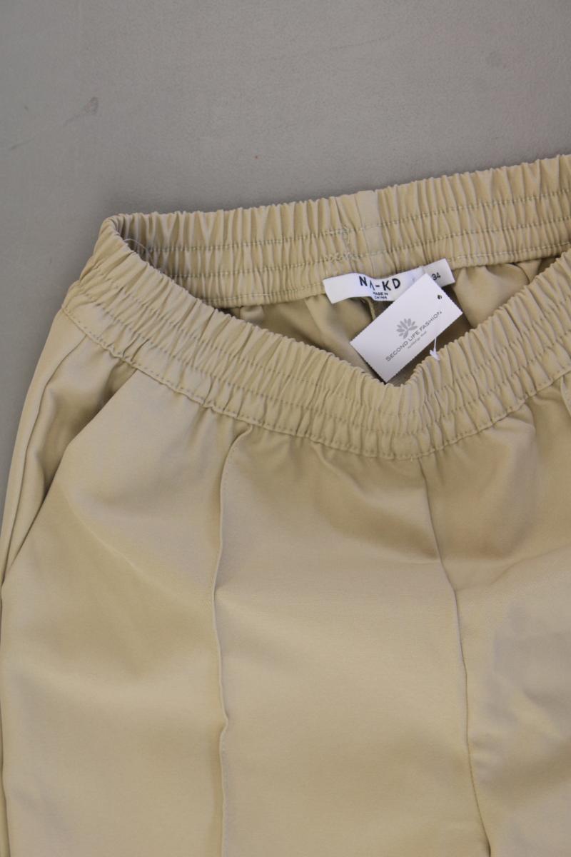 NA-KD Elastic Waist Seamline Pants Hose Gr. 34 neuwertig creme aus Polyester
