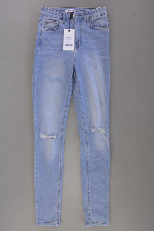 NA-KD Skinny High Waist Destroyed Jeans Gr. 36 neu mit Etikett blau
