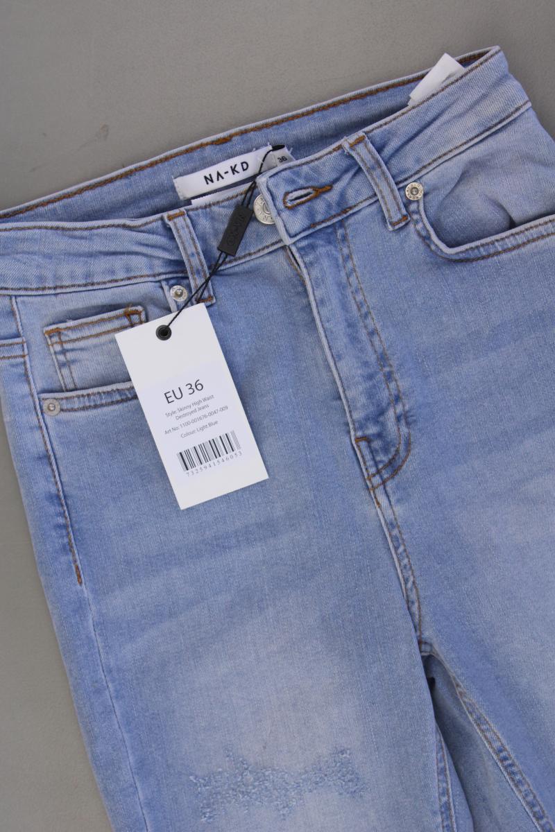 NA-KD Skinny High Waist Destroyed Jeans Gr. 36 neu mit Etikett blau