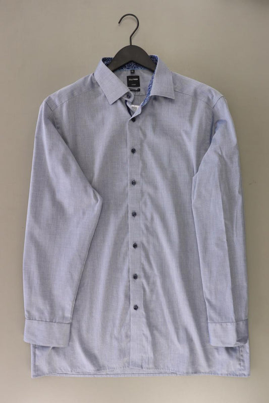 Olymp Langarmhemd für Herren Gr. Hemdgröße 43 blau aus Baumwolle