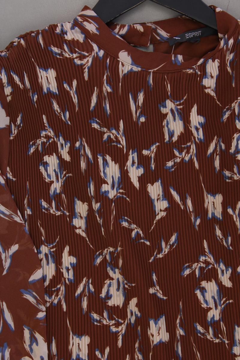 Esprit Chiffonkleid Gr. 46 mit Blumenmuster neuwertig Langarm braun
