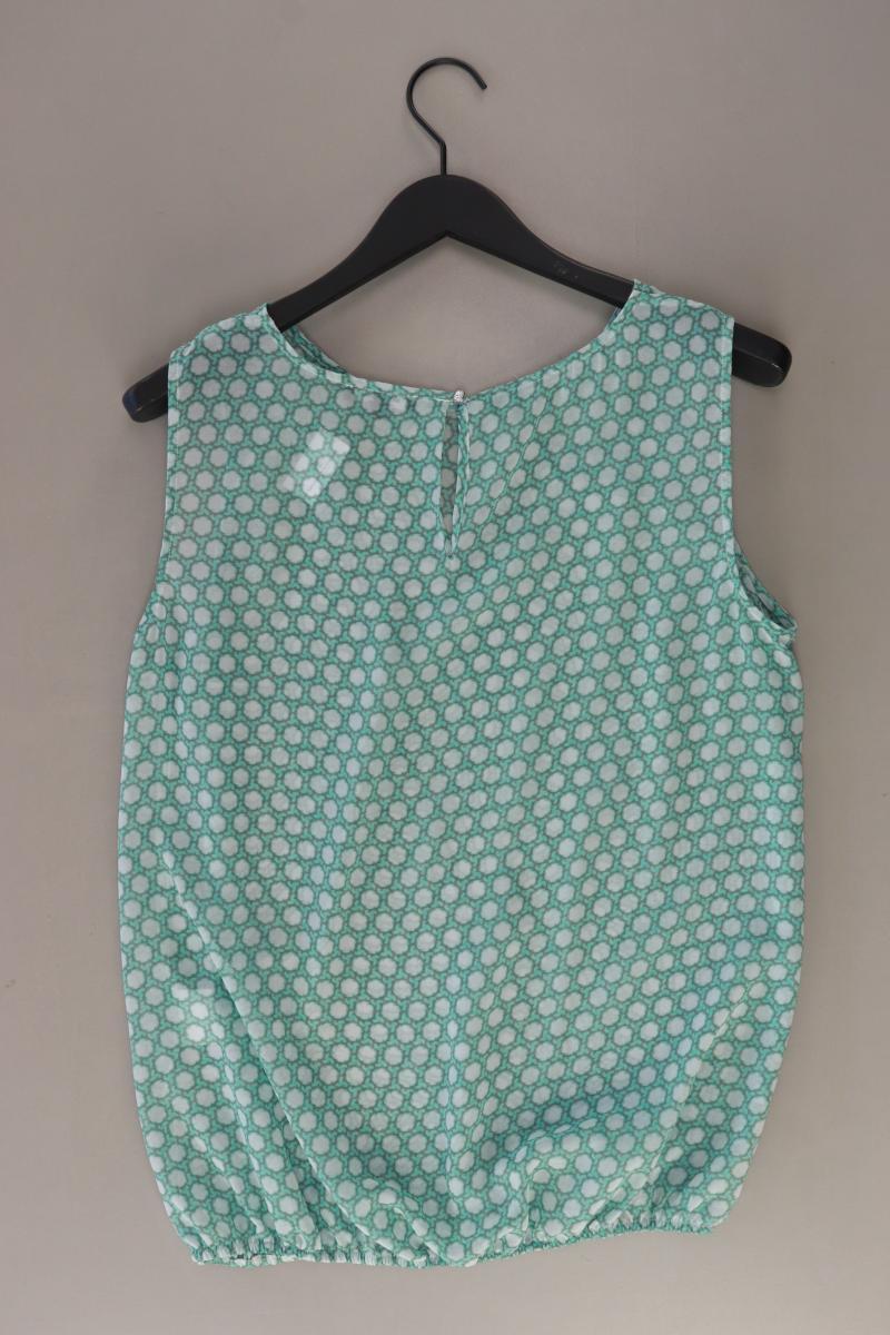 More&More Ärmellose Bluse Gr. 42 geometrisches Muster grün aus Polyester