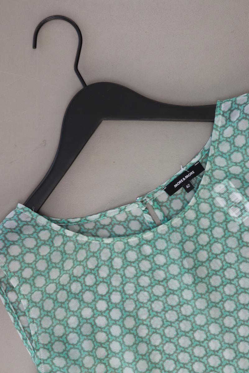 More&More Ärmellose Bluse Gr. 42 geometrisches Muster grün aus Polyester