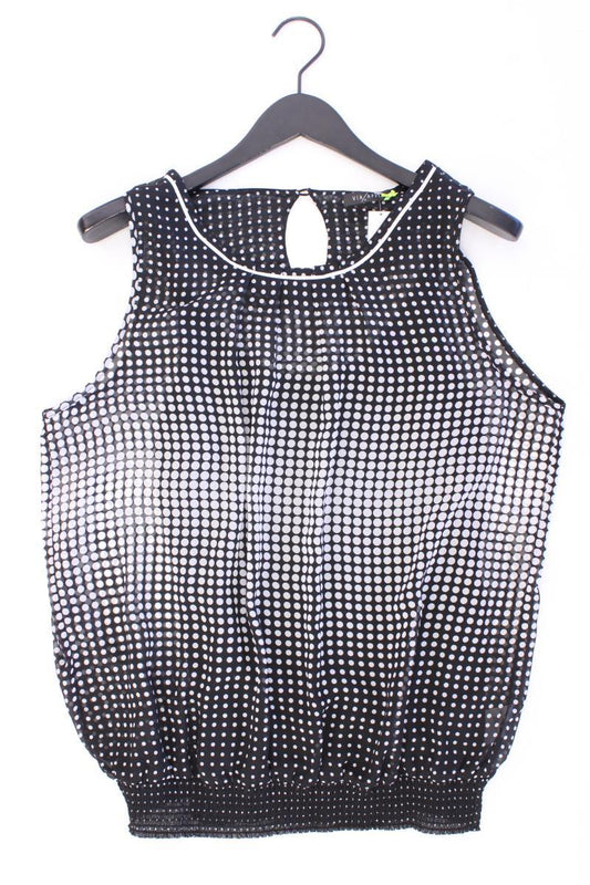 Via Appia Ärmellose Bluse Gr. 42 gepunktet neuwertig schwarz aus Polyester