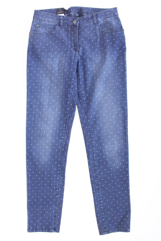 Madeleine Skinny Jeans Gr. 40 gepunktet neuwertig blau aus Baumwolle