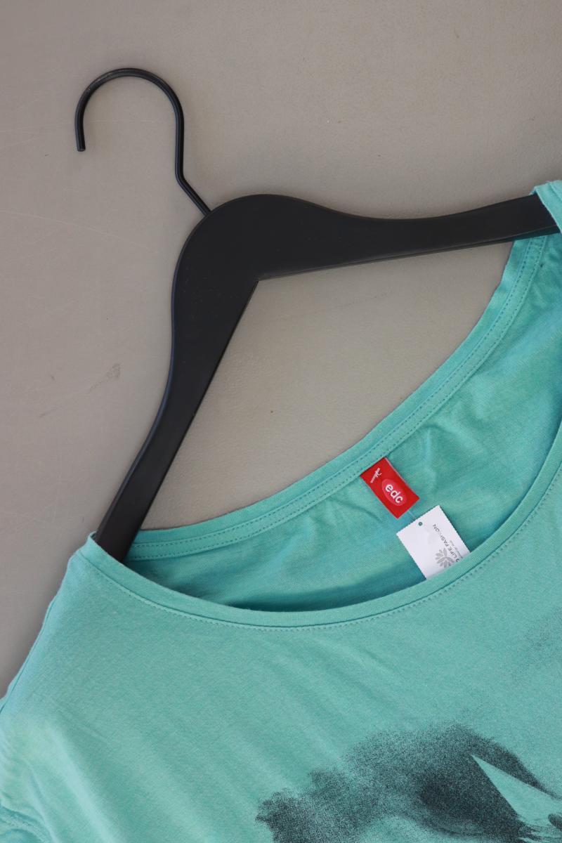 edc by Esprit Printshirt Gr. L Kurzarm türkis aus Baumwolle