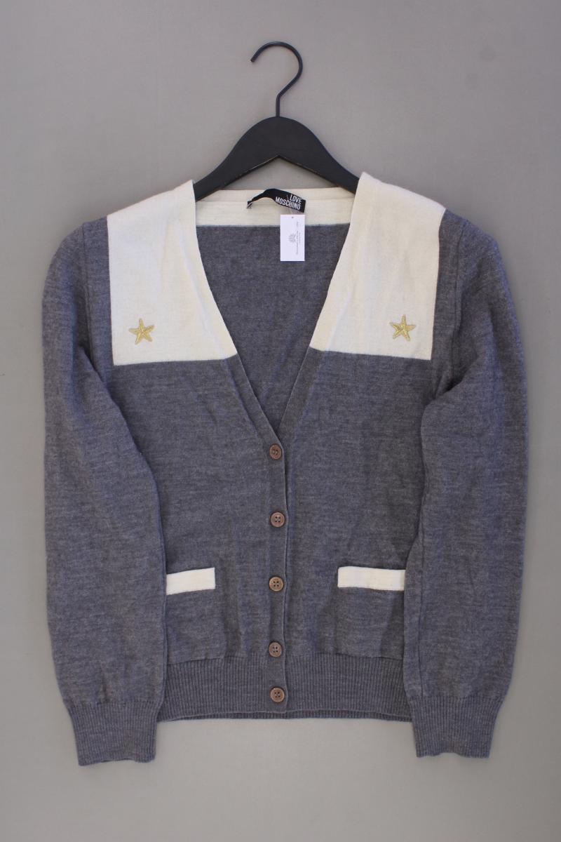 Love Moschino Cardigan aus Wolle Gr. US 12 (L) Langarm grau