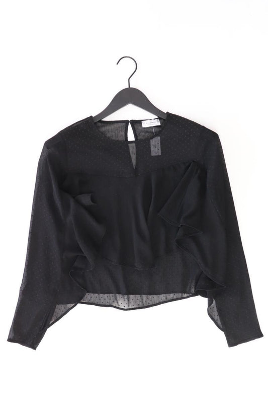 Pull&Bear Chiffonbluse Gr. M Langarm schwarz aus Polyester
