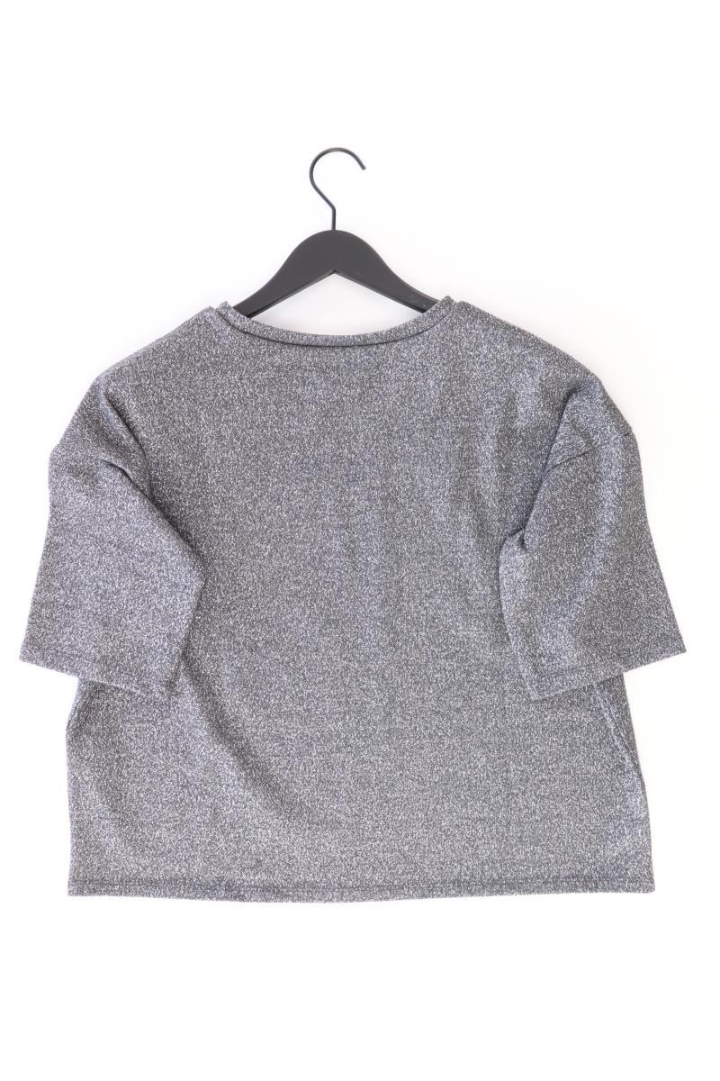 Zara Cropped Shirt Gr. M Kurzarm mit Glitzer silber aus Polyester