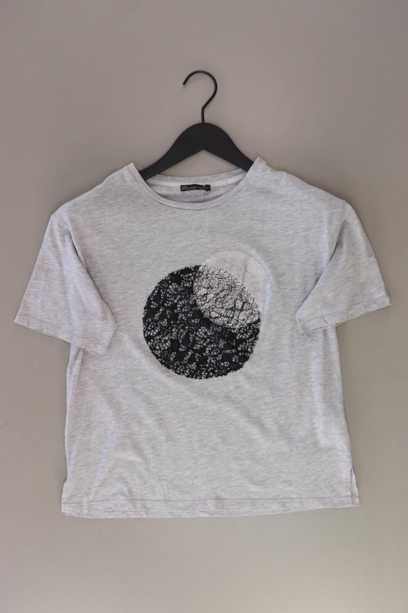 Zara Cropped Shirt Gr. M Kurzarm grau aus Polyester