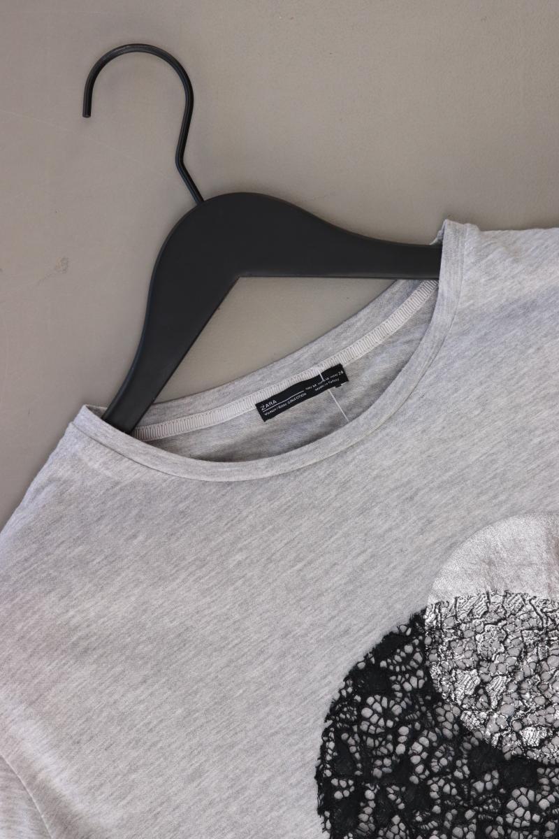 Zara Cropped Shirt Gr. M Kurzarm grau aus Polyester