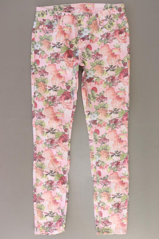 Hallhuber Skinny Jeans Gr. 36 mit Blumenmuster rosa aus Baumwolle