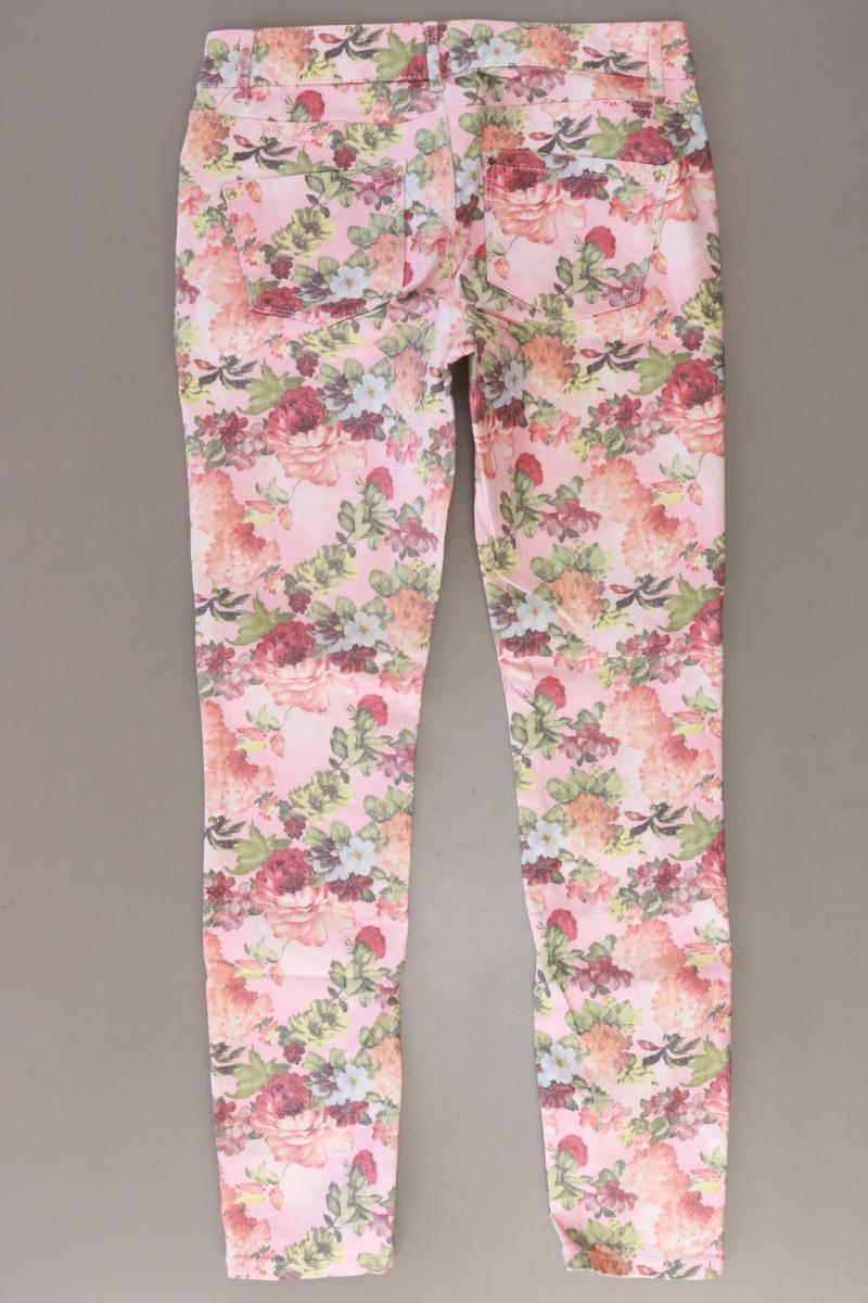 Hallhuber Skinny Jeans Gr. 36 mit Blumenmuster rosa aus Baumwolle