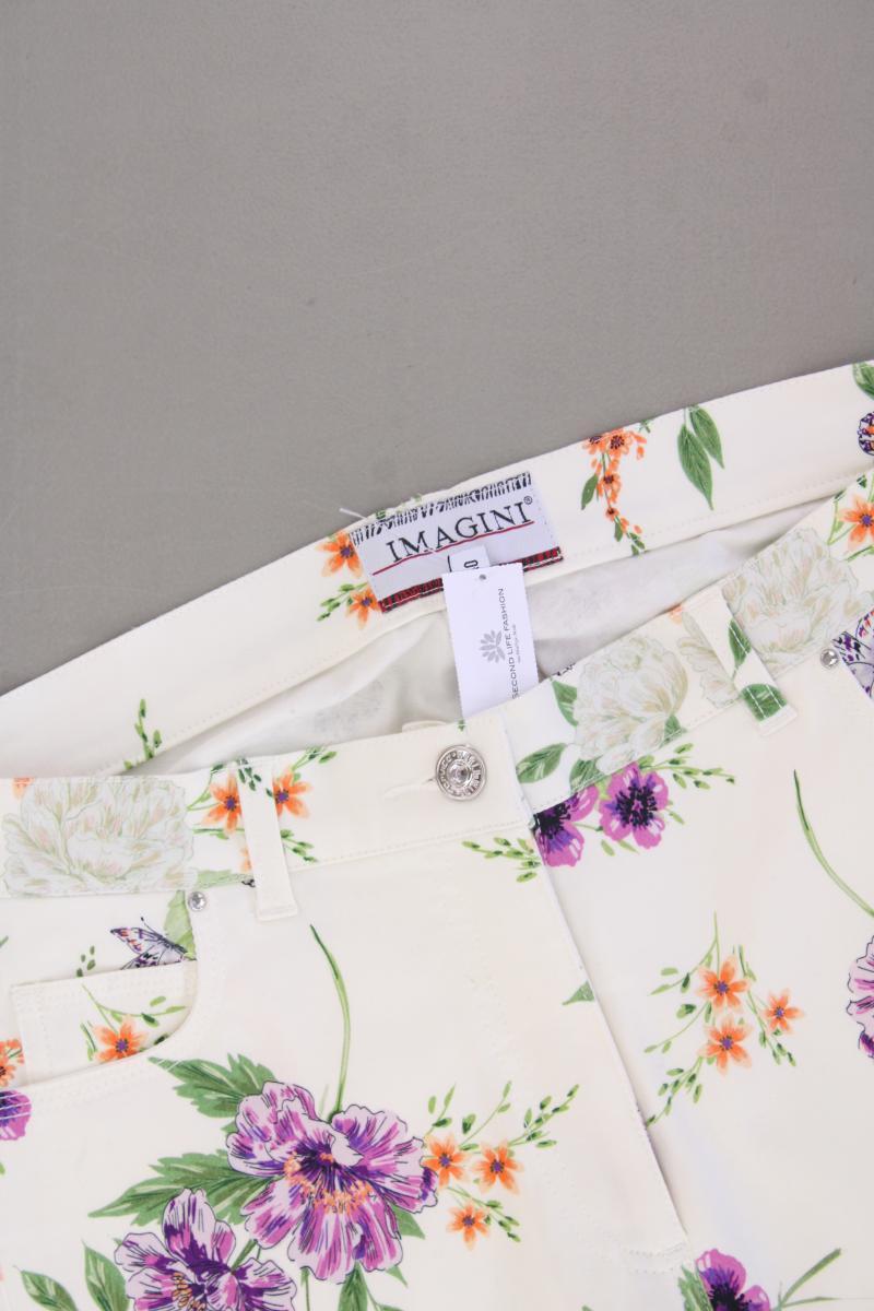 IMAGINI Five-Pocket-Hose Gr. 40 mit Blumenmuster neuwertig creme aus Baumwolle